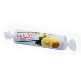 Glikoze ar vitamīnu C ar aromatizētāju - citrons Uztura bagātinātājs 10 tabletes